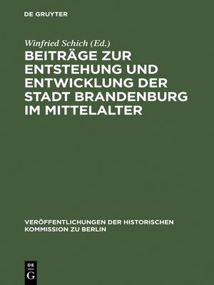 cover image of Beiträge zur Entstehung und Entwicklung der Stadt Brandenburg im Mittelalter